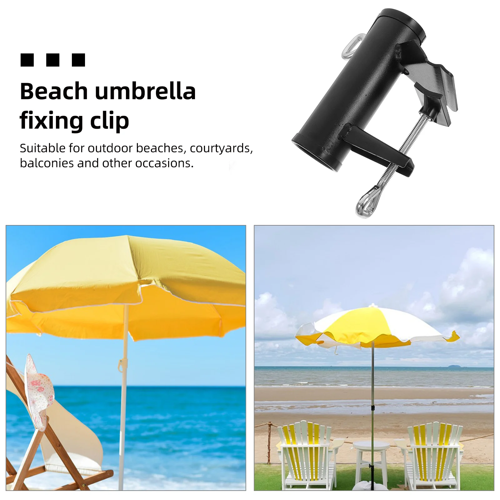 

Umbrella Holder Parasol Clip Bracket Outdoor Beach Stand Black Various Sizes Tight Fit Easy Install Table Clamps Windy
