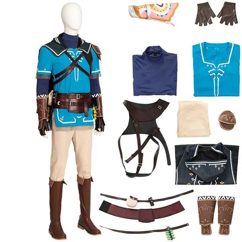 

Games Zeldas Cosplay Tears of The Kingdom Link Costumes Shirt Cloak Accessories Sets Men Outfit for Halloween Party Customized