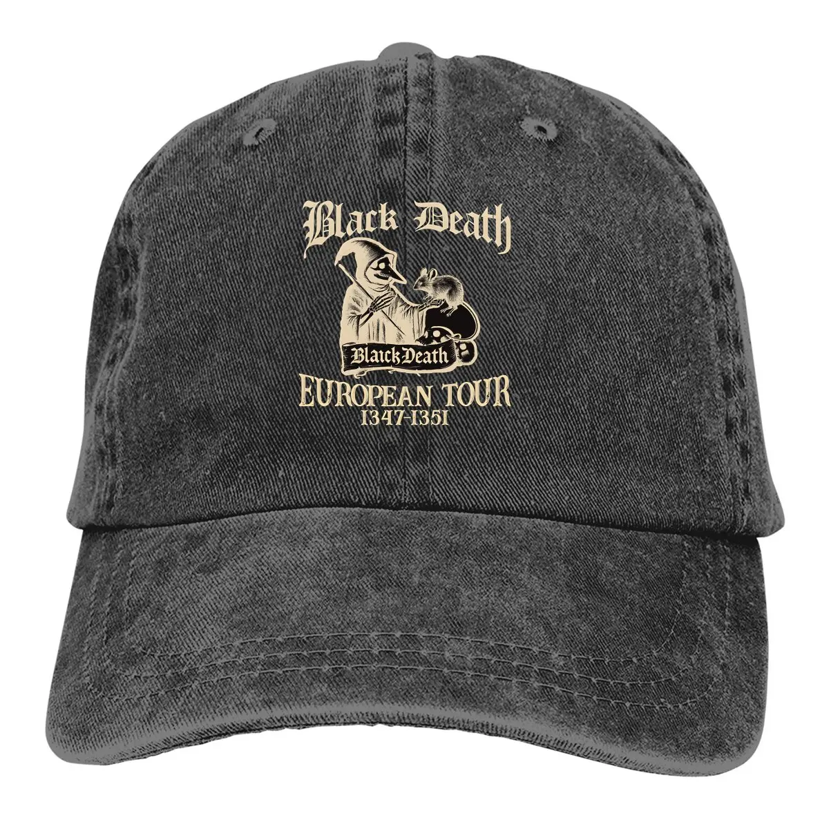 Washed Men's Baseball Cap Black Death European Rat Trucker Snapback Cowboy Caps Dad Hat Plague Doctor Golf Hats