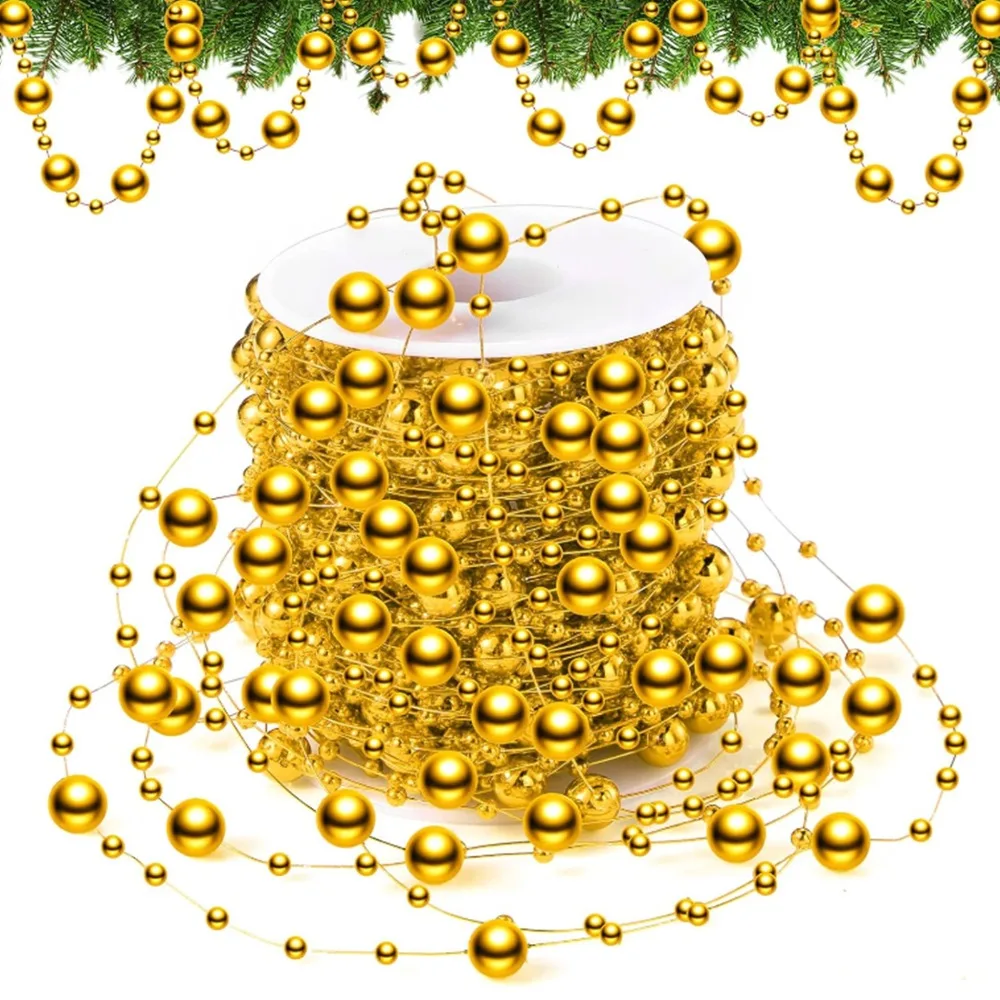 

Gold Pearl Beads Chain Silver Faux Pearl Artificial Pearl Strand 8+3mm Pearl Bead Garland DIY Craft
