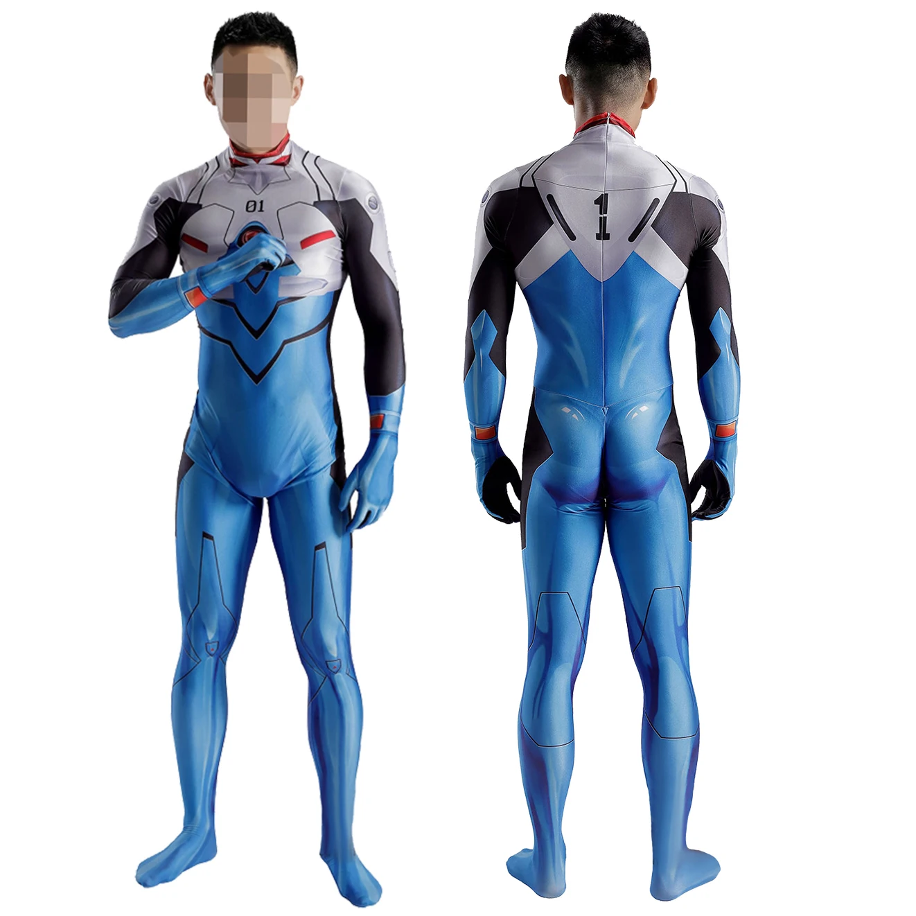 Anime Costume Cosplay Ikari Shinji  Zentai Bodysuit Spandex  Superhero Boys Halloween Costume Adult Kids