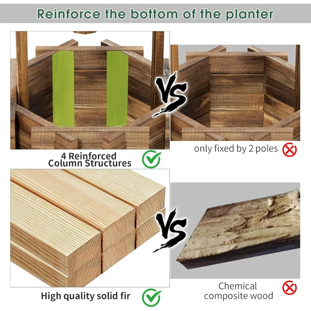 กระถางต้นไม้ทรงบ่อน้ำไม้แบบอัพเกรด, ของตกแต่งสวนกลางแจ้งสไตล์เรียบง่าย, ถังแขวน, ของตกแต่งสวนและลานบ้าน