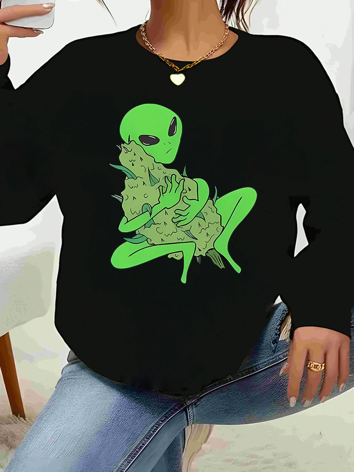 

Толстовка с принтом «Чужой обнимающий кактус» на Хэллоуин, повседневная одежда, женская мода