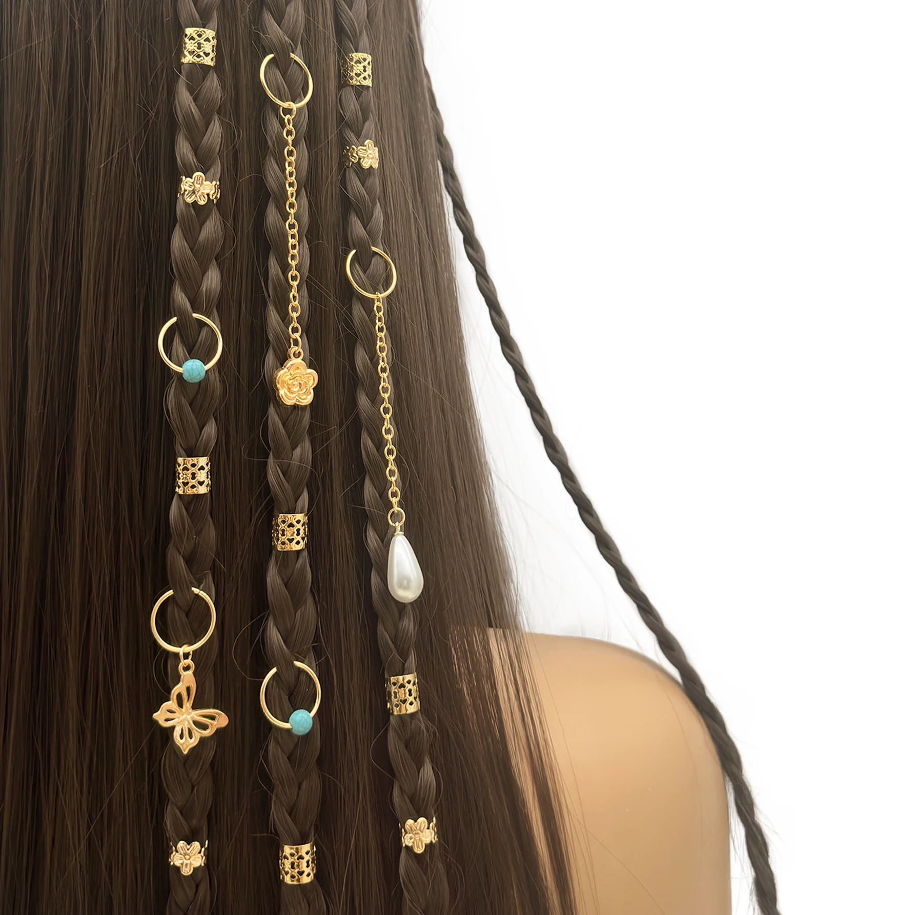 

25 шт., косички для волос с бабочками и розами, манжеты, подвески для волос, дреды, ювелирные изделия, ювелирные изделия, коса для волос, кольцо, украшение для кос, ювелирные изделия