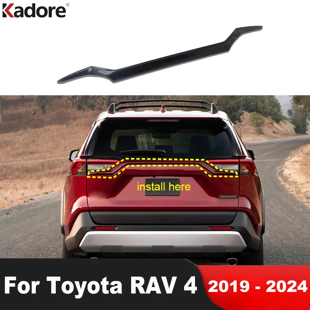 For Toyota RAV4 RAV 4 2019 2020 2021 2022 2023 2024 Carbon Car Rear Trunk Lid Cover Trim Tailgate Lip Strip Exterior Accessories