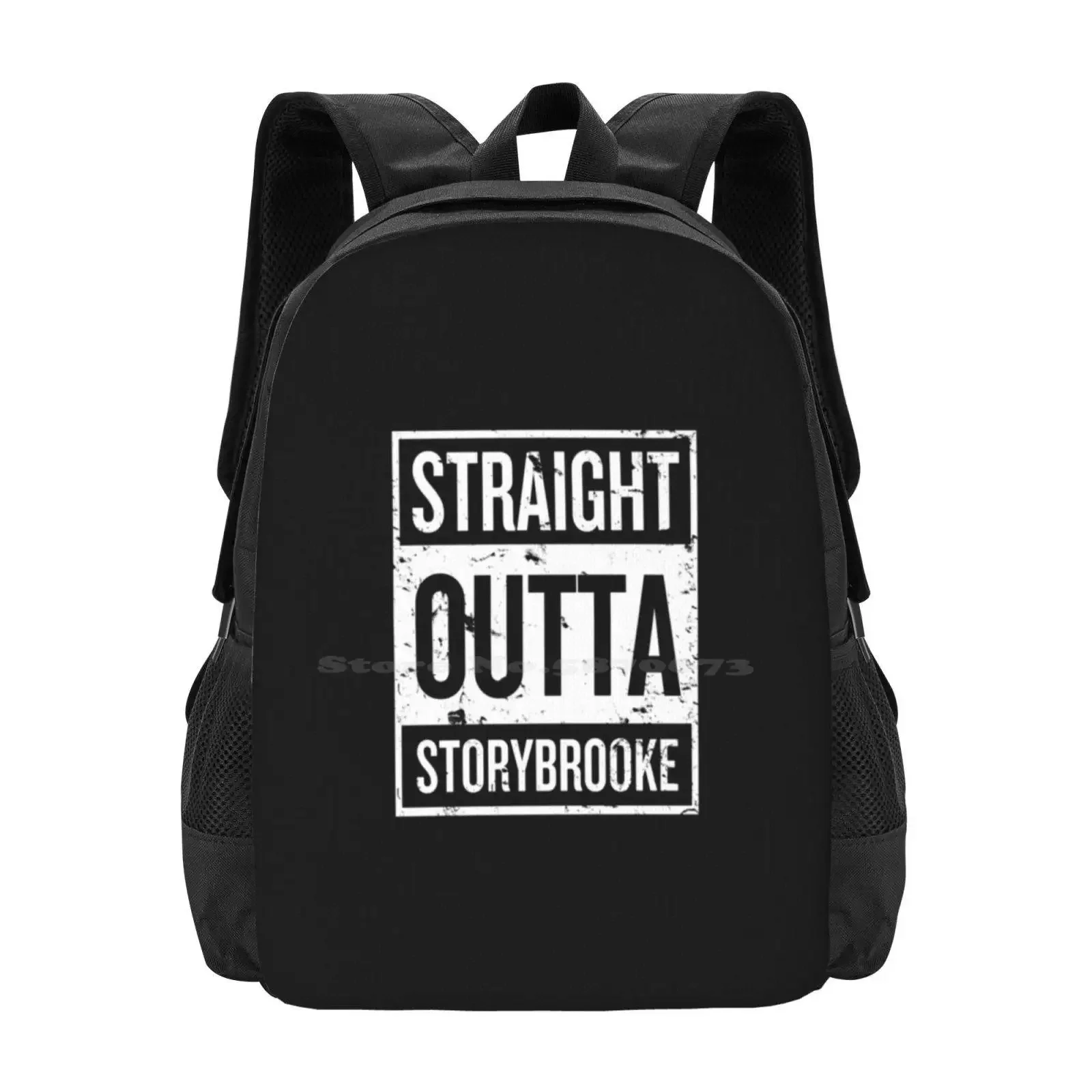 

Straight Outta Storybrooke-White Words Teen College Student Backpack Pattern Design Bags Once Upon A Time Storybrooke Abc Ouat