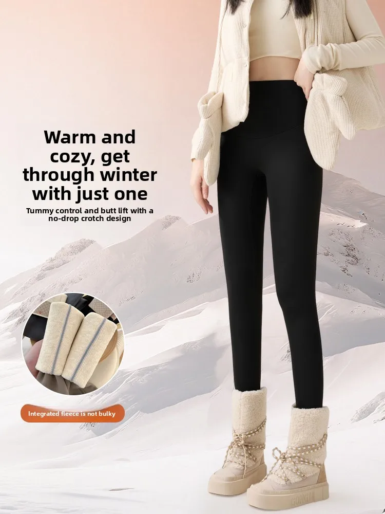 Spor Pantalones de yoga Thiened de cintura alta Invierno Cálido Fce Sin líneas visibles Cómodo Sl Cintura alta Control de barriga