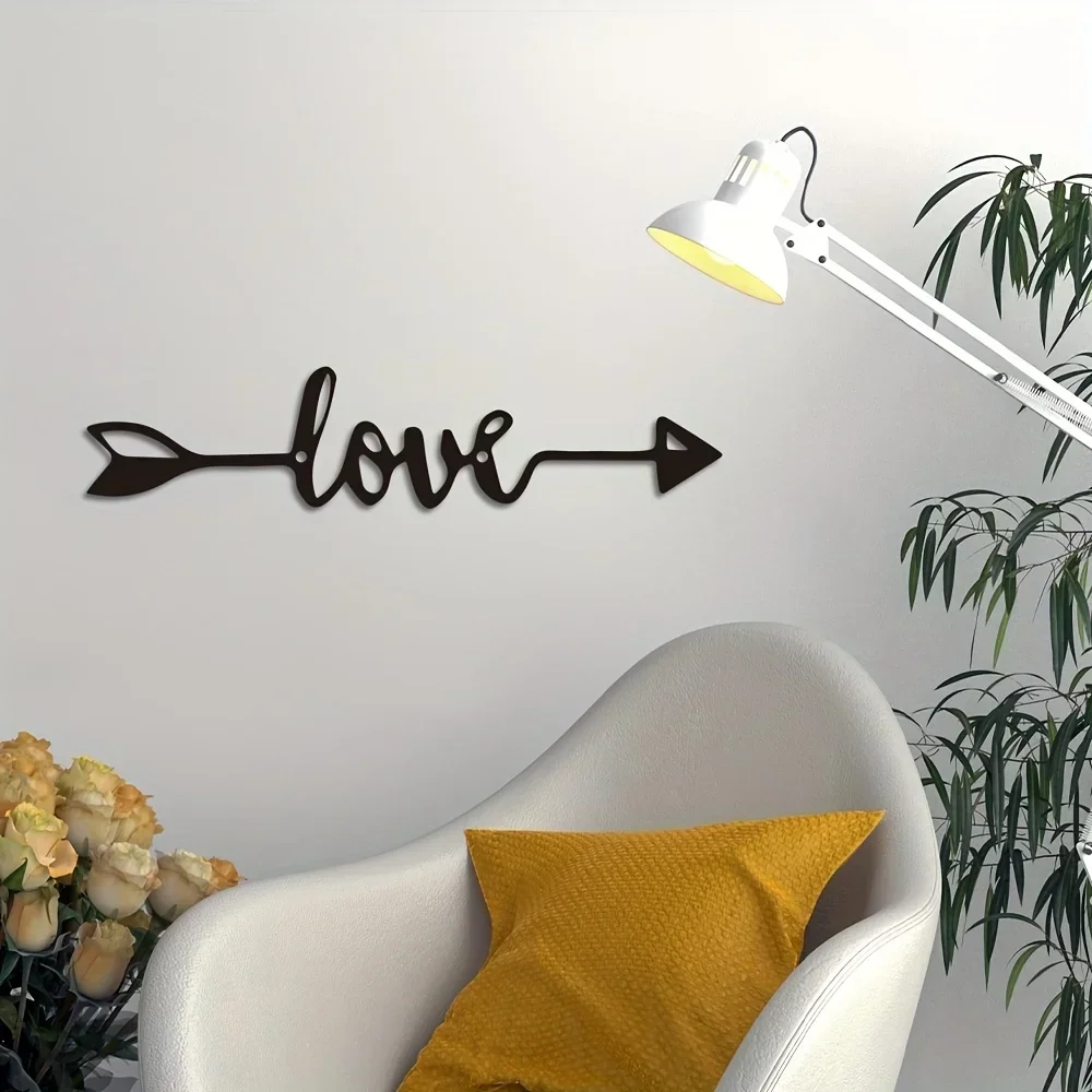 1pc, Modern Love & Arrow Metal Wall Art - Stunning Home Decor for Your Living Space Wall decor metal wall hanging Iron Crafts