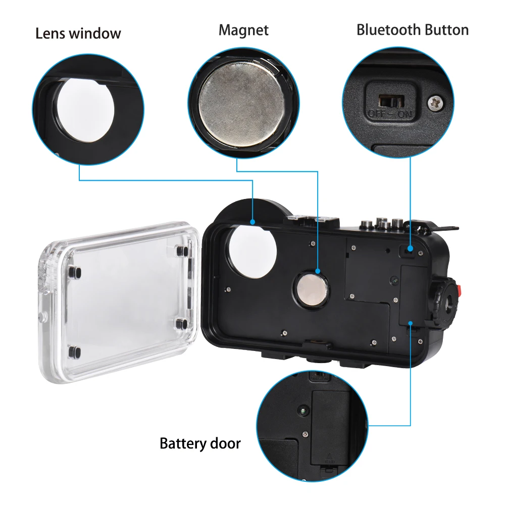 Seafrogs สำหรับ HUAWEI P20 P30 P40 Pro ใต้น้ำกันน้ำดำน้ำโทรศัพท์มือถือสีแดงตัวกรองกันน้ำกระเป๋า