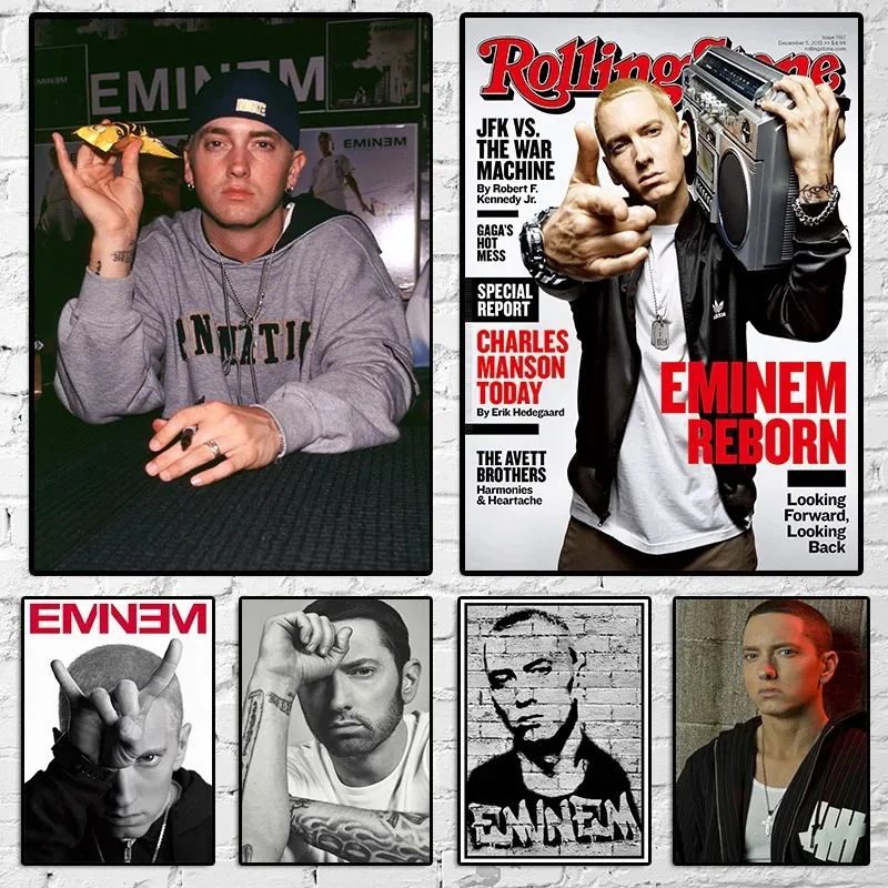 Eminem Poster 8 Mile Poster Hip Hop Rapper Singer Eminem Poster Canvas Painting Home Decor Wall Art for Living Room Bedroom