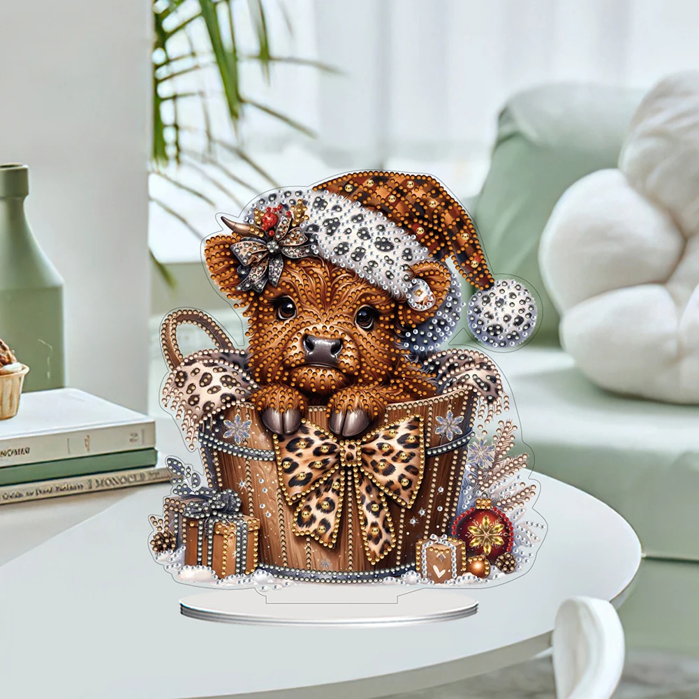 

2D Flat Christmas Yak DIY Desktop Diamond Art Kits for Home Office Desktop Decor