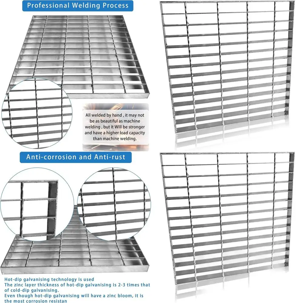 

18 x 18 Heavy Duty Galvanized Steel Outdoor Drain Cover, Silver Square Grate for Concrete Floors (Actual 17.7 x 17.7)