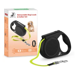 Retrátil Nylon Pet Trelas, Corda Running, Faixa reflexiva, Dog Supplies, Acessórios, 5 m, 0 a 20kg