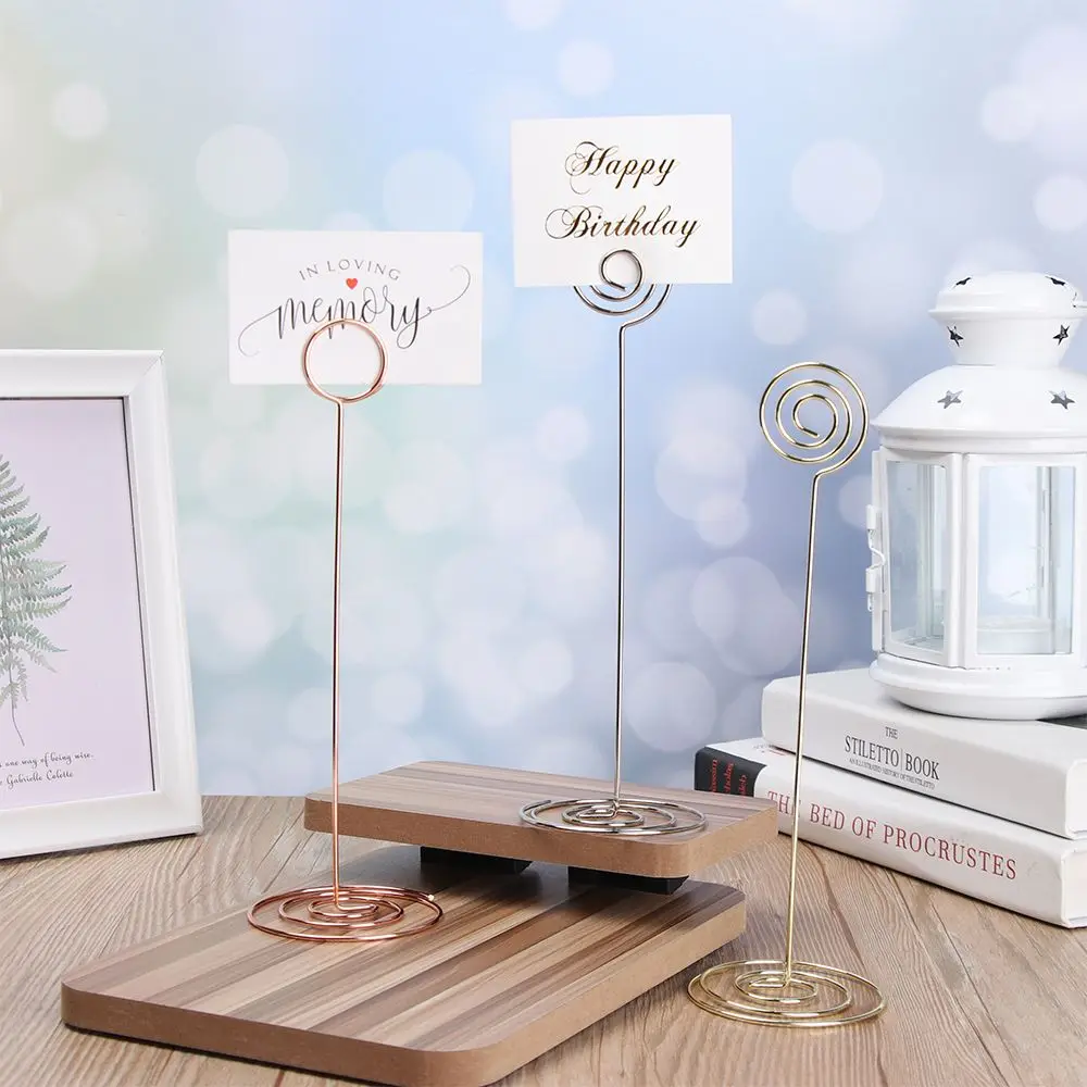 Metallic Paper Clamp Desktop Decoration Heart Shape Rose Gold Clamps Stand Table Numbers Holder Photos Clips Place Card