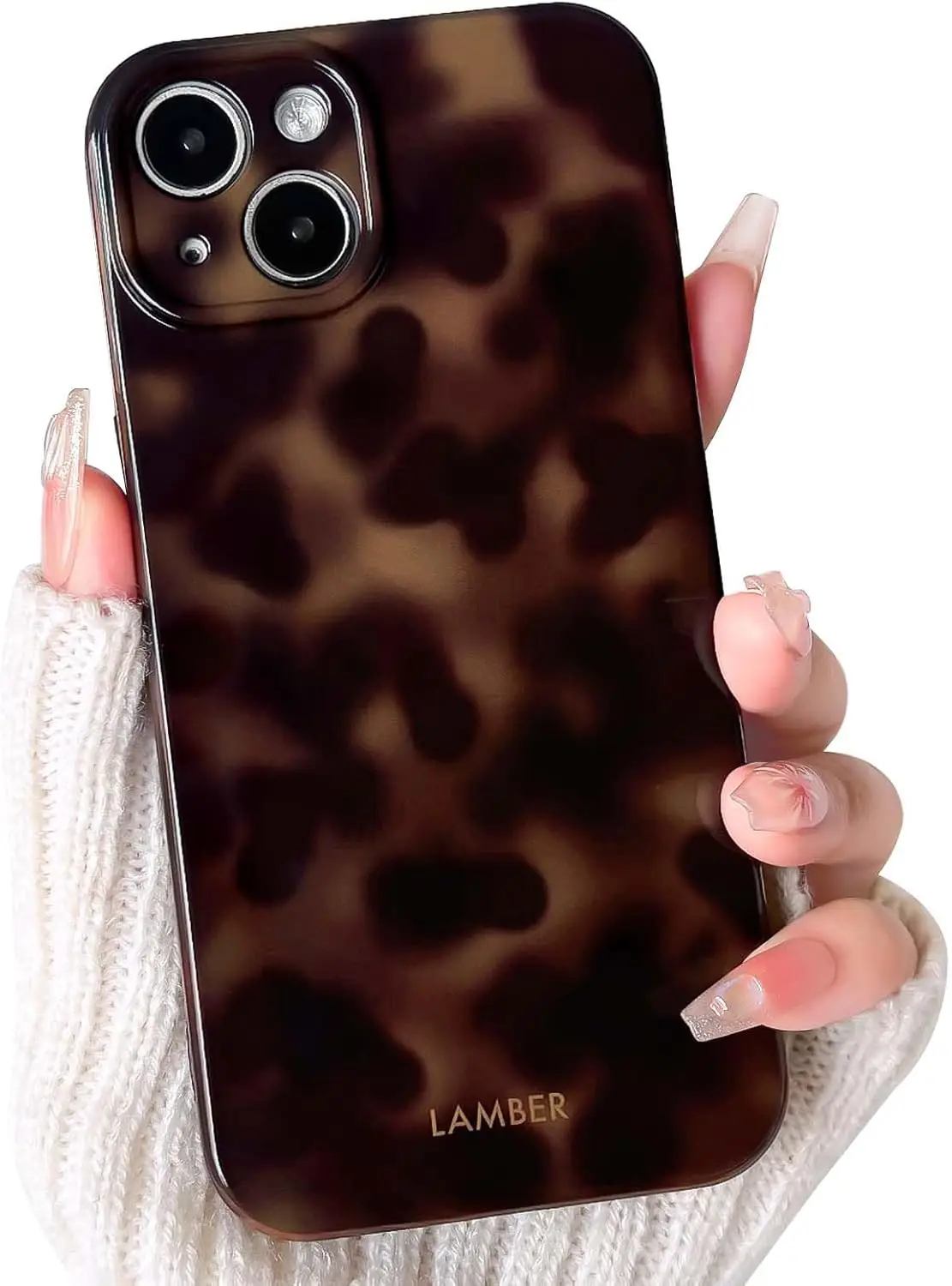 

iPhone 14/15 Plus Case: Cute Leopard Print, Soft TPU, Shockproof Protection - Brown