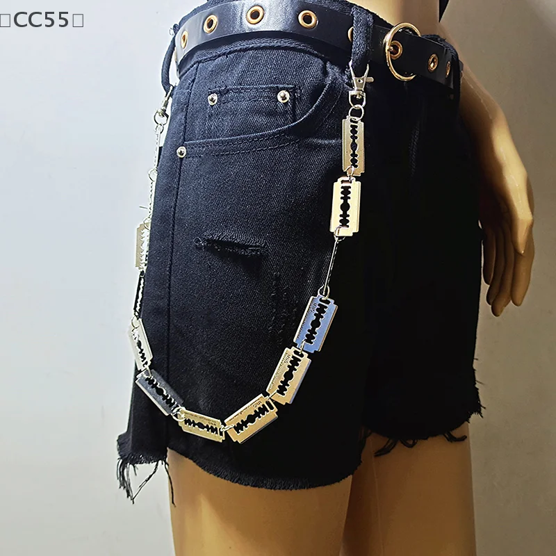 〔CC55〕Accessories, Punk, Cold Wind, Metal Blades, Trouser Chains, Punk Streetwear Hipster Waist Chain Charms