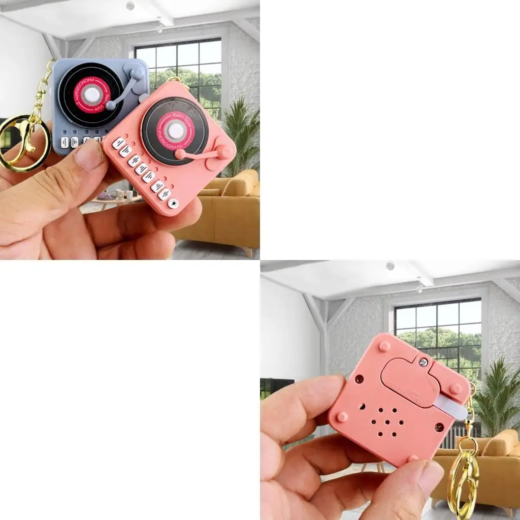 

83CE Vintage Turntables Music Player Keychain Portable Retro Music Box Pendants Ornaments for Music Lovers Enthusiasts