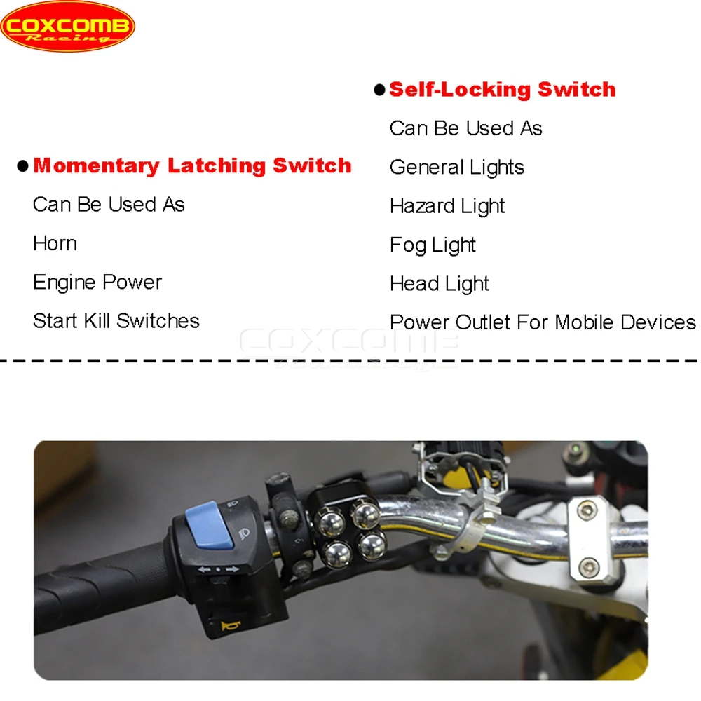 Motorcycle Self-Return Self-Locking Button Momentary Latching Switch For Yamaha Vmax Virago Venture VStar Stratoliner Royal Star