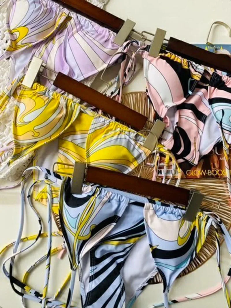 

Micro Designer Bikinis Brand Triangle Ties Brazilian Bikini Set Chic Swimsuit Women Swimwear Summer Beach Bathing Suits Monikini