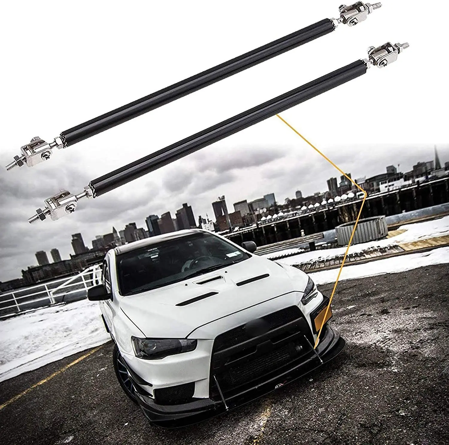 Black Adjustable 15CM Strut Bars Front Bumper Lip Splitter Diffuser Rod Tie Universal For Most Vehicles Car Accessories