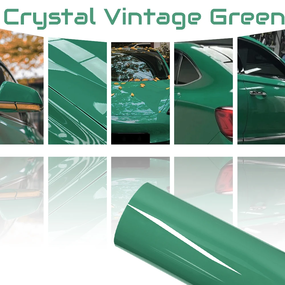 

Кристаллическая винтажная зеленая пленка для изменения цвета автомобиля, самоклеящаяся полная частичная виниловая пленка для авто, мотоциклов, транспортных средств