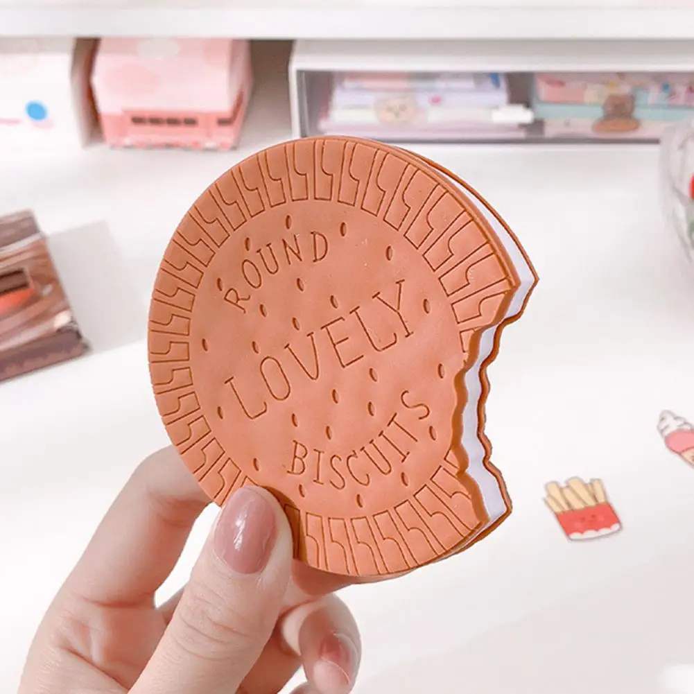 No Stickiness Durable Biscuit Shape Memo Pad Bitten Design Memo Note Chocolate Pattern Office Supplies