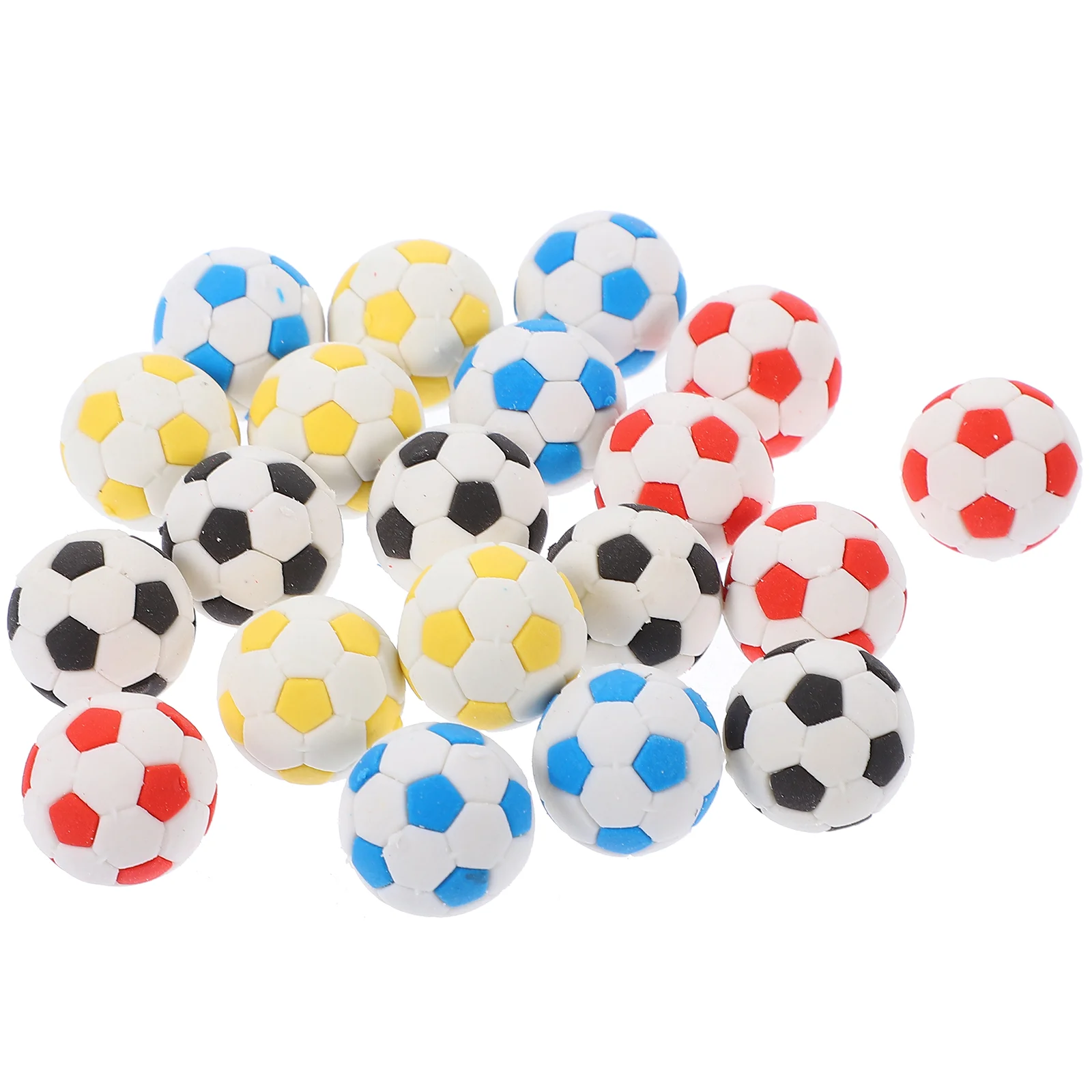 

20 Pcs Football Eraser 3d Cartoon Small Shape 20pcs Mixed Color Student Accessory Delicate Erasers Pencils for Kids