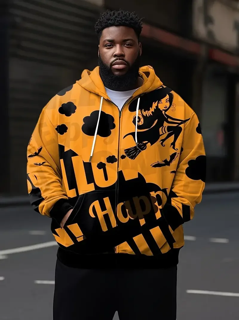 

New Halloween Pumpkin Graphic 3D Zipper Hoodies For Man Women Fashion Horror Casual Loose Hooded Pullover Sweatshirt Men Clothes