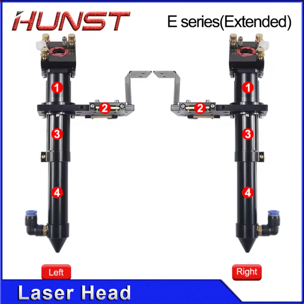 Hunst CO2 Laser Head E Series (Extended) for Lens D20MM FL50.8 & 63.5 Mirror 25MM for Laser Engraving and Cutting Machine.