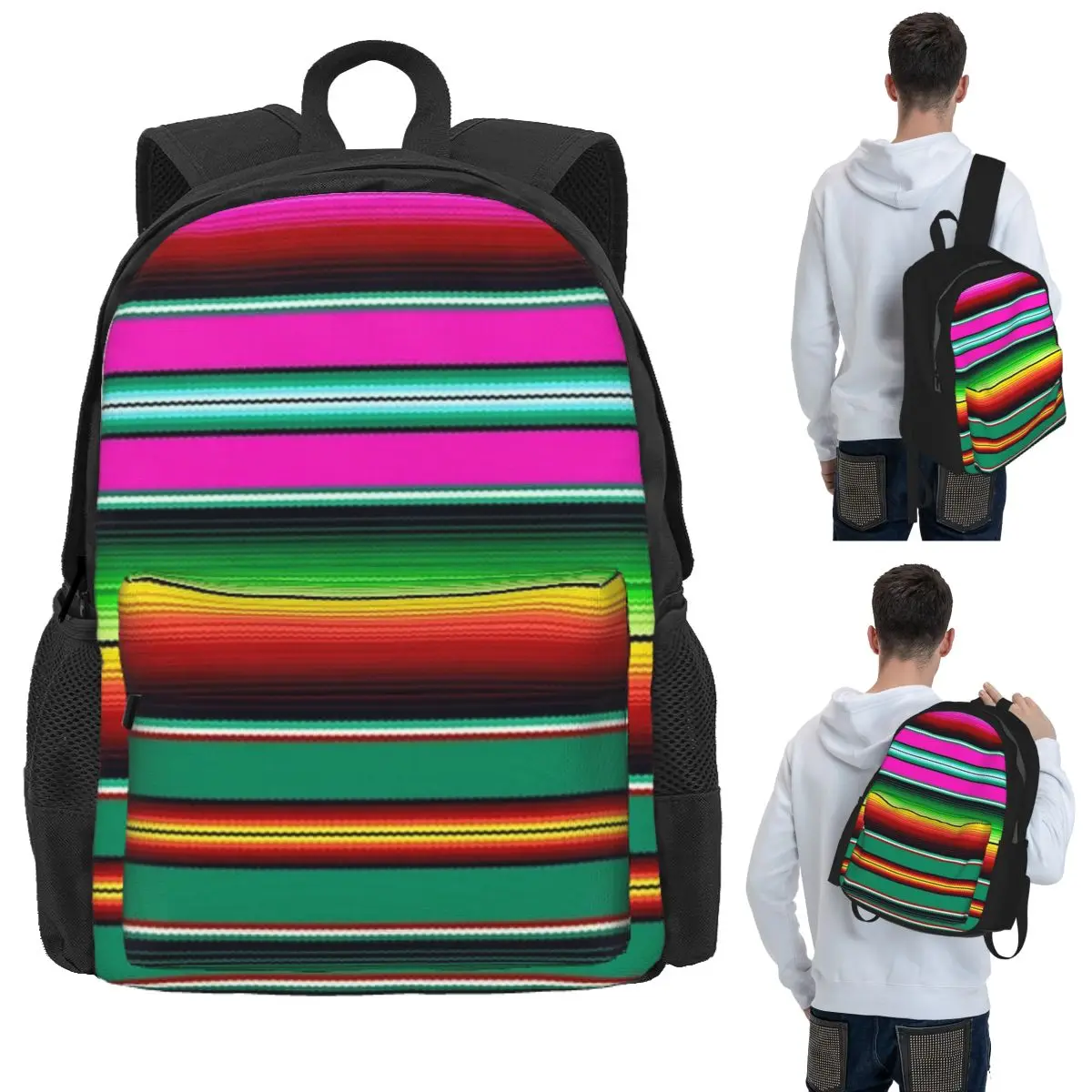 Mexican Indigenous Blanket Student Backpack School Bag Hiking Travel Daypack for Boys Girls Bookbag Shoulder Bags