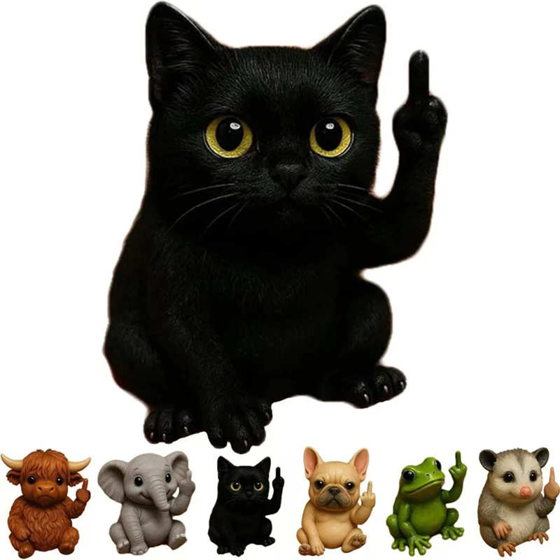 رواية الراتنج الحيوان تمثال صغير الاصبع الوسطى الحيوان زخرفة نموذج الضفدع القطط اليدوية ديكور فني النحت الجدول الديكور هدية