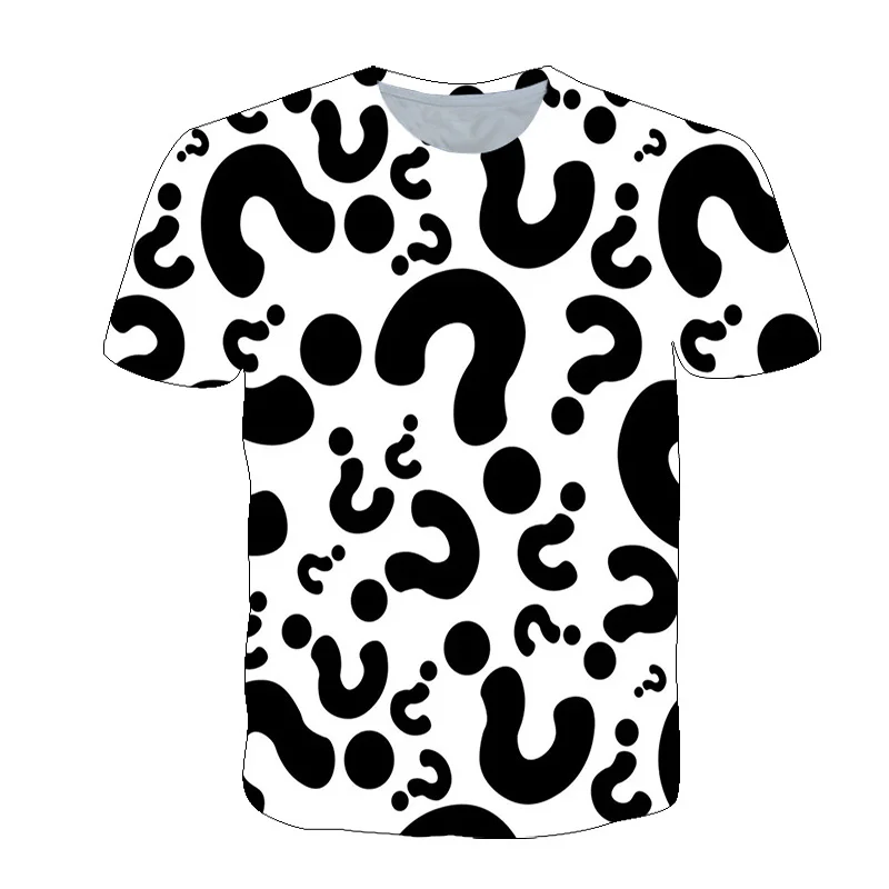 Interesting Question Mark Graphic T-Shirt For Men Personality 3D Printed T Shirts Summer Breathable O-Neck Top Short Sleeve Tees