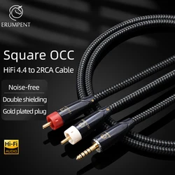 ERUMPENT HiFi 4.4mm to 2RCA Audio Cable Hi-end Square OCC 4.4mm Balanced to 2RCA Male Cable for Amplifiers Audio Home Theater