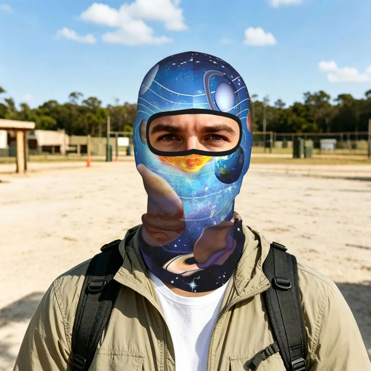 Solar System Space Planets Universe Breathable Thin Balaclava Full Face Mask Sun Protection Neck Gaiter For Motorcycle Cycling