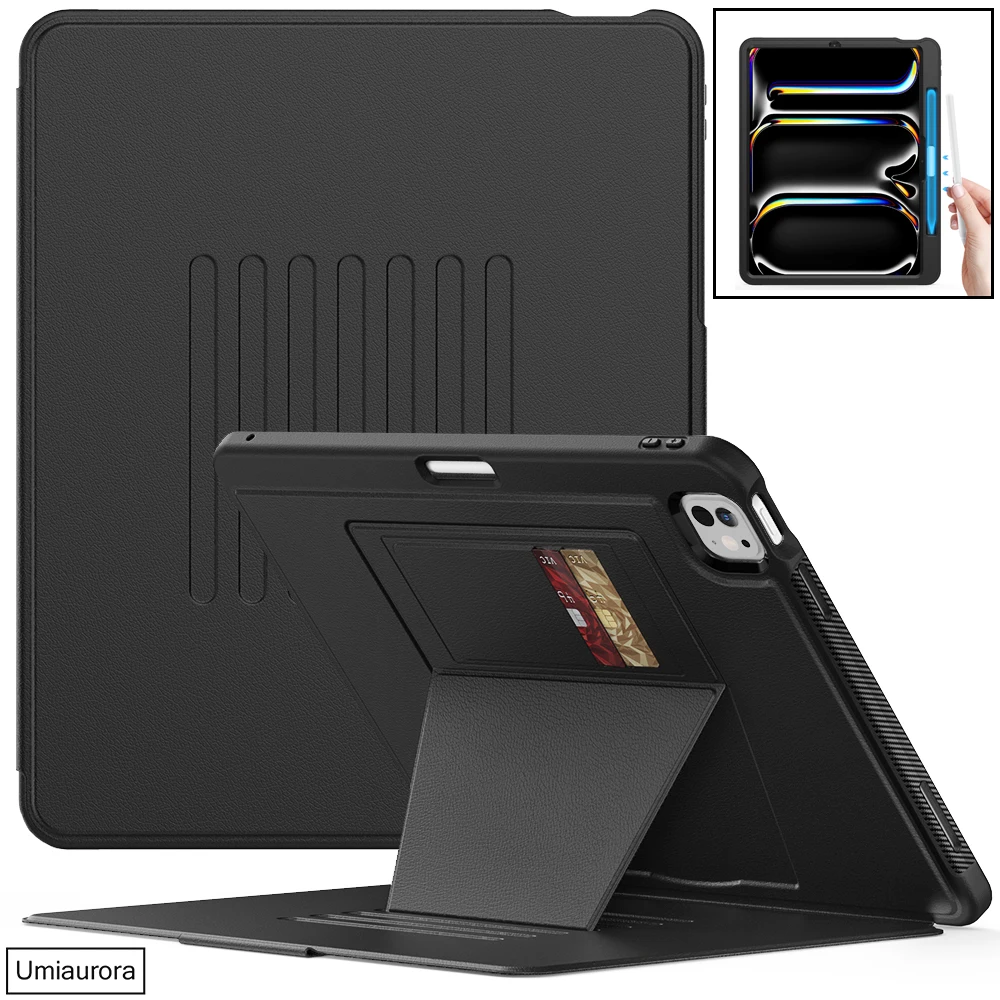 Smart Tablet Case For IPad Air 6 5 4 10.9 Pro 11 13 inch M2 M4 2024 Full Body Stand Shockproof Wallet Cover Pencil Holder Funda