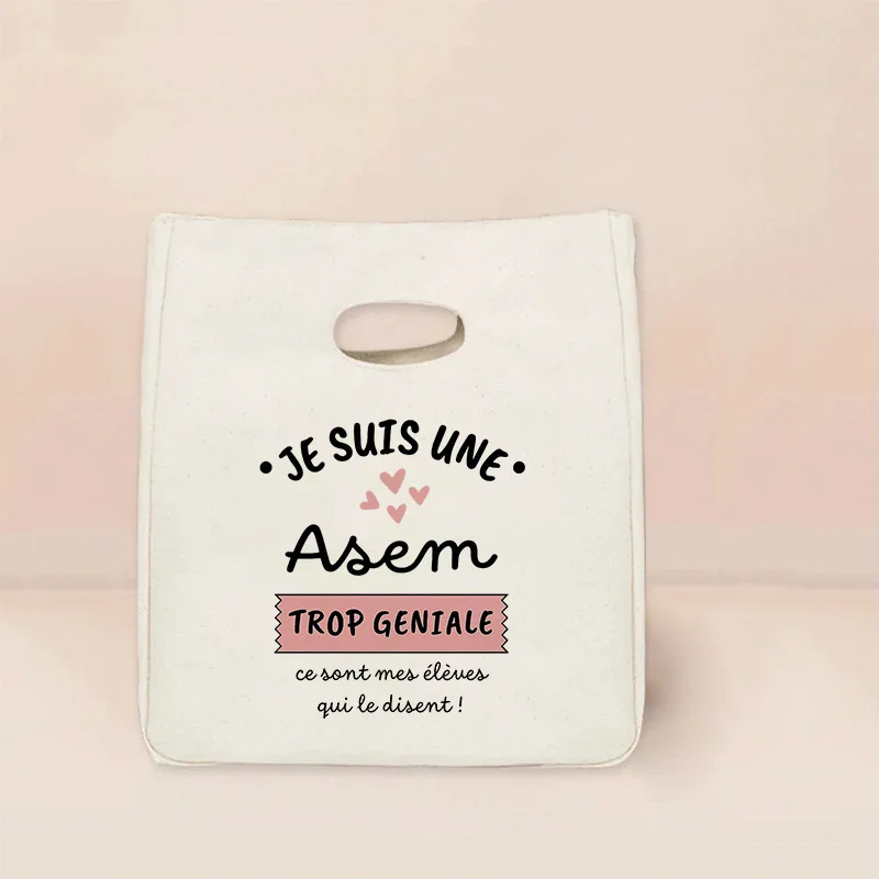 1 قطعة شكرا لك Atsem نمط الغداء حقيبة للحفاظ على البرودة المحمولة معزول بينتو حمل أكياس تخزين المواد الغذائية الحرارية المعلم ، هدية ل Atsem #6