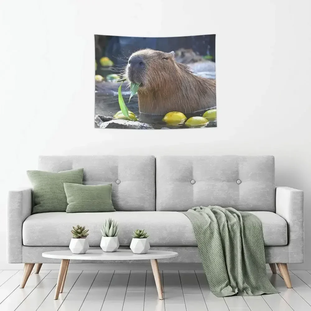 Capybara Tapestry Wall Hanging Hippie Polyester Wall Tapestry Cute Animal Fantasy Throw Rug Blanket Room Home Decor200x150cm