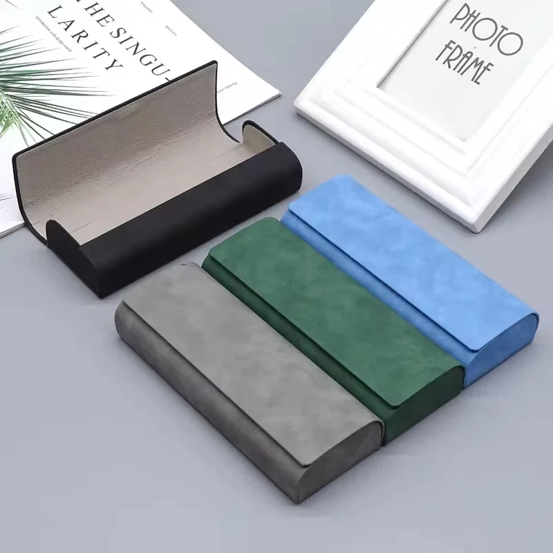 

2pcs Simple Leather Eyewear Case Optical Retro Myopia Glasses Sunglasses Storage Box Fashion for Men and Women