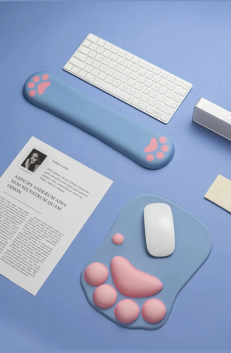 Katzenpfoten-Handballenauflage aus Memory-Schaum für Tastatur, ergonomische Schreibtischunterlage für Büro und Gaming, 3 Größen, 10 Farboptionen – Detail 7