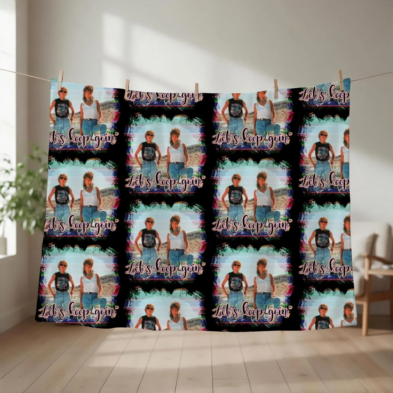 Cute funny Thelma Louise country friends lets keep goin boots thunderbird movie Throw Blanket