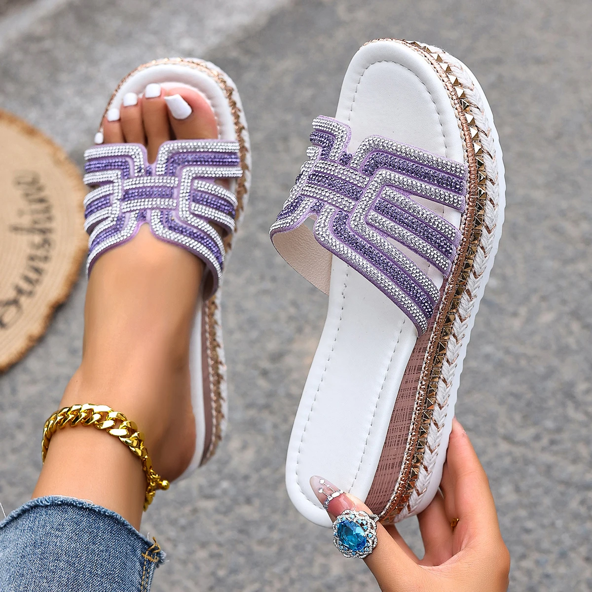 Zapatillas De Mujer, sandalias De cuña De verano, cómodas zapatillas con soporte para arco para caminar, Zapatos De plataforma, Zapatos deslizantes para Mujer