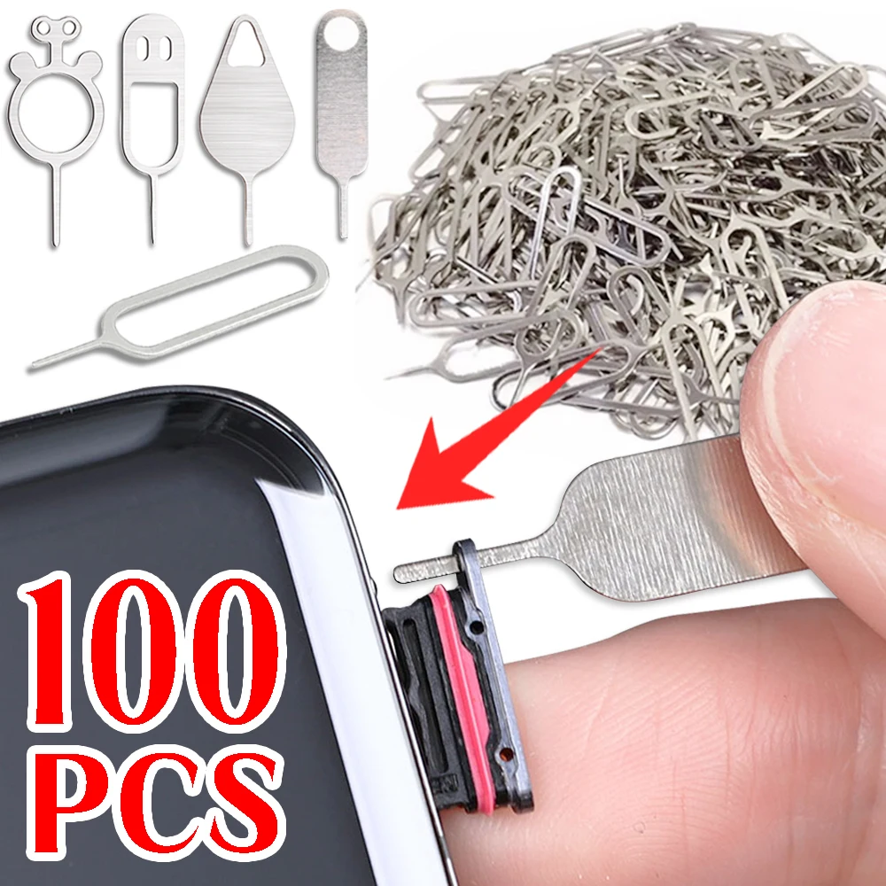 

30-100 шт. универсальный инструмент для удаления лотка для SIM-карты, инструмент для извлечения игл из нержавеющей стали, выталкиватель для IPhone/Samsung/Xiaomi/Huawei