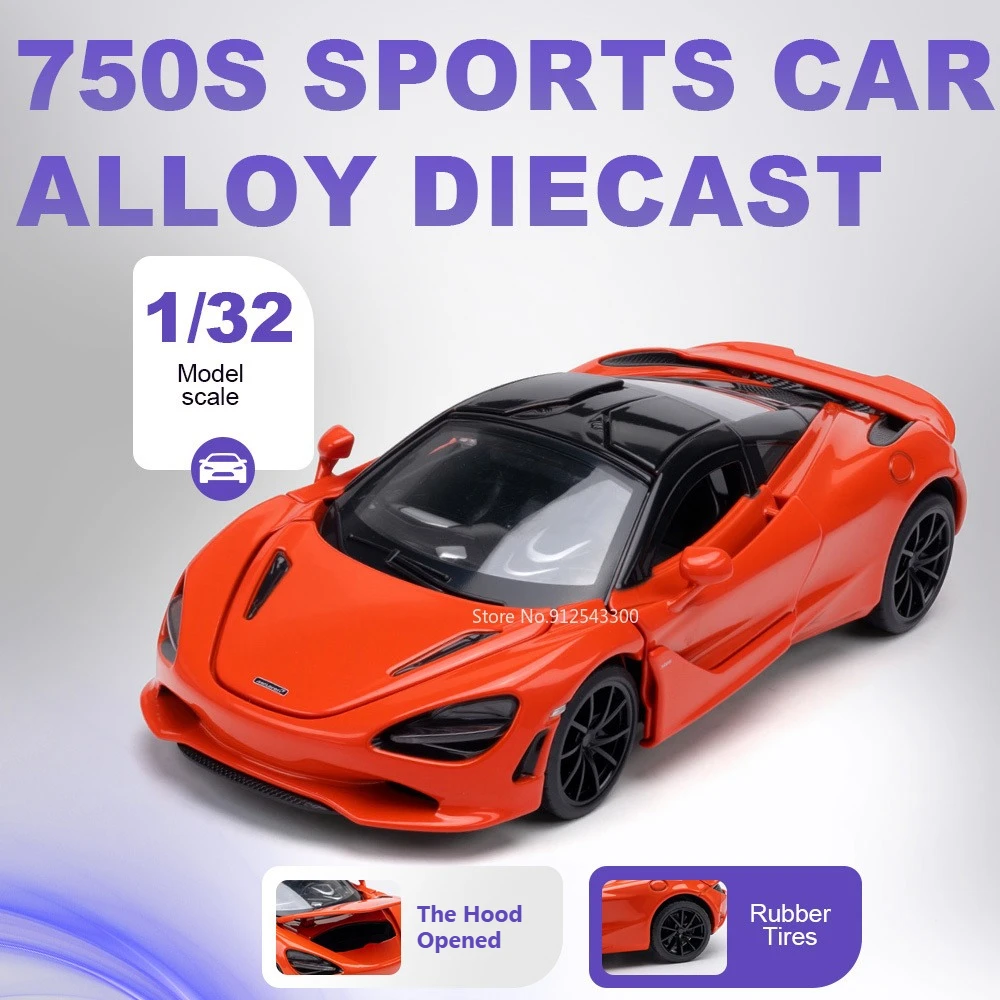 

Scale 1:32 750S P1 GTR Model Sports Car Toy Rubber Tires Alloy Body Models Doors Opened Miniature Cars Toys Holiday Gifts