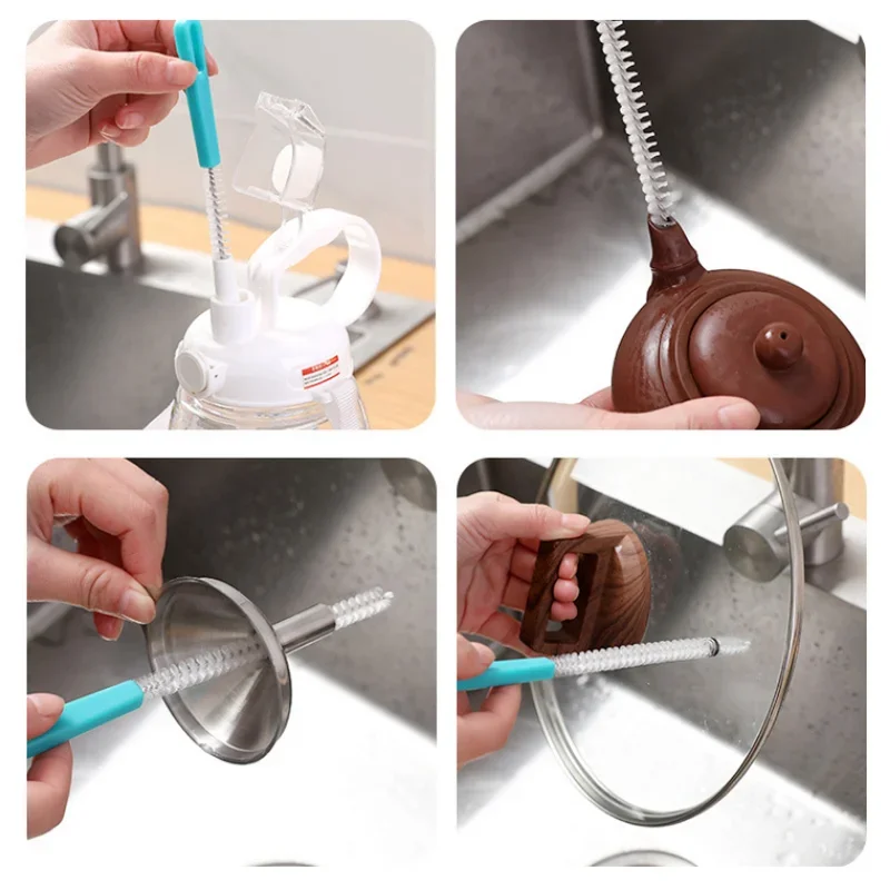 Long Handle Stainless Steel Brush Multifunctional Cleaner for Straws, Bottles & Narrow Tubes Durable Washing Tool