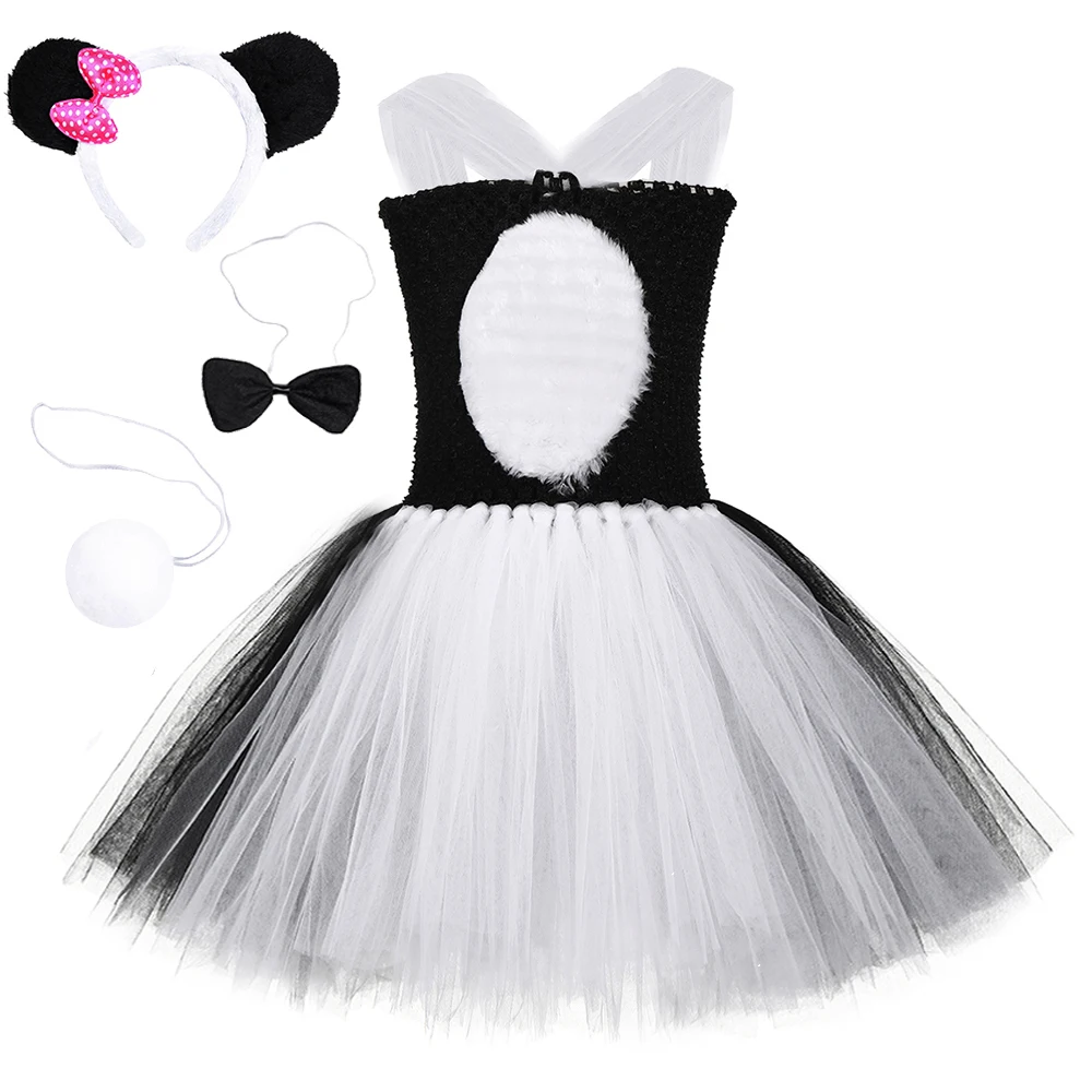 Cute Toddler Kids Panda Vestidos para Meninas Animal Cosplay Costume para Halloween Prim Crianças Vestidos Baby Girl Birthday Clothes