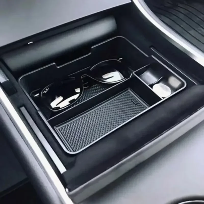 

ABS Black Car Center Console Organizer Stowing Tidying Storage Box Interior Car Accessories For Tesla Model 3 2017-2020