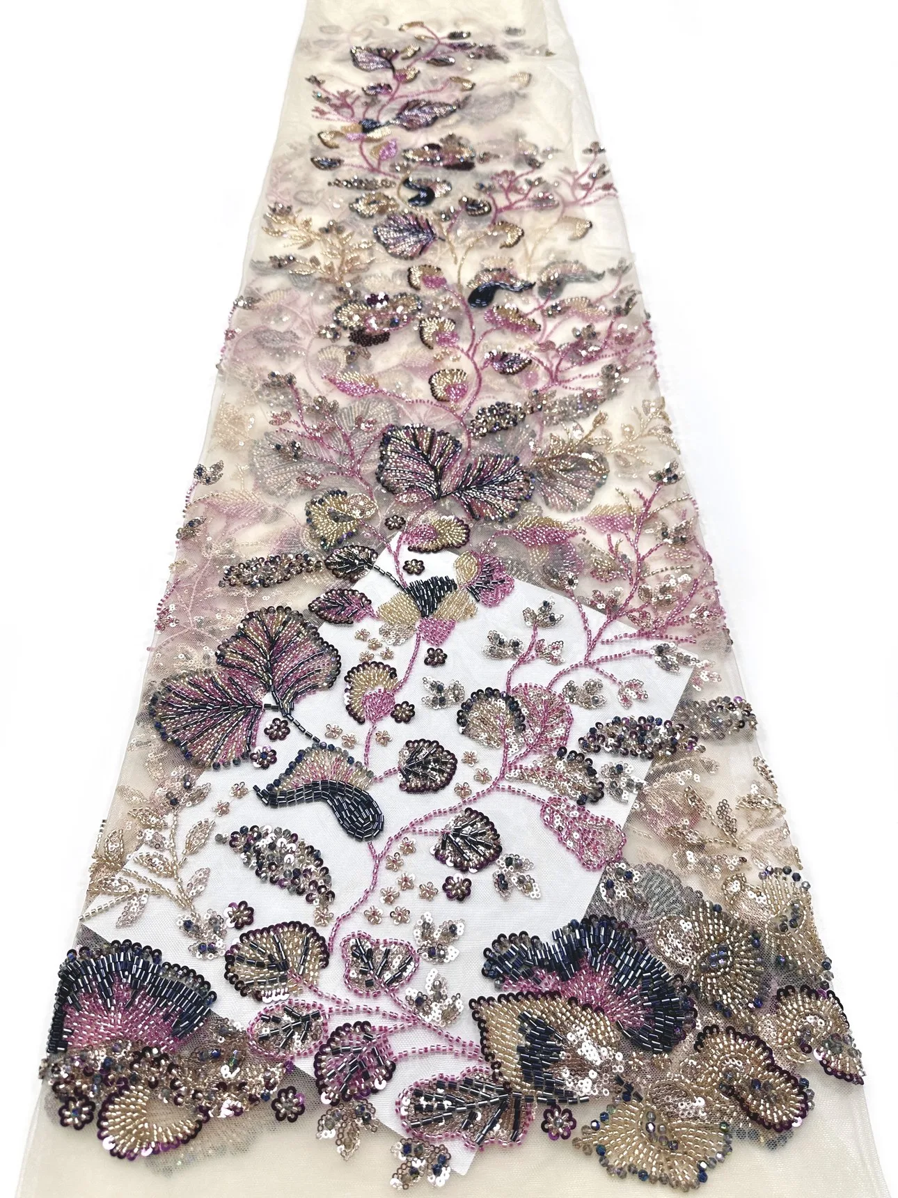 

African 3D Flower Beads Lace Fabric 2026 High Quality French Nigerian Sequins Embroidery Tulle Fabric For Wedding Dress