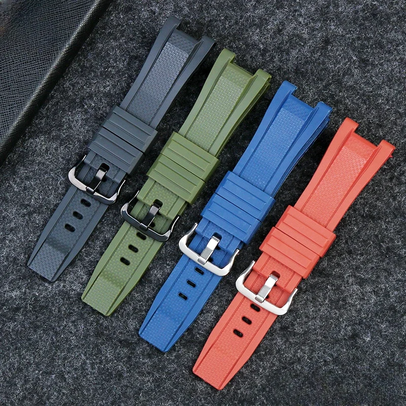 For Casio Gst100 Silicone Watch Strap GST-B100/S110/W300/410 Series Waterproof Soft Comfortable Concave Interface Accessories