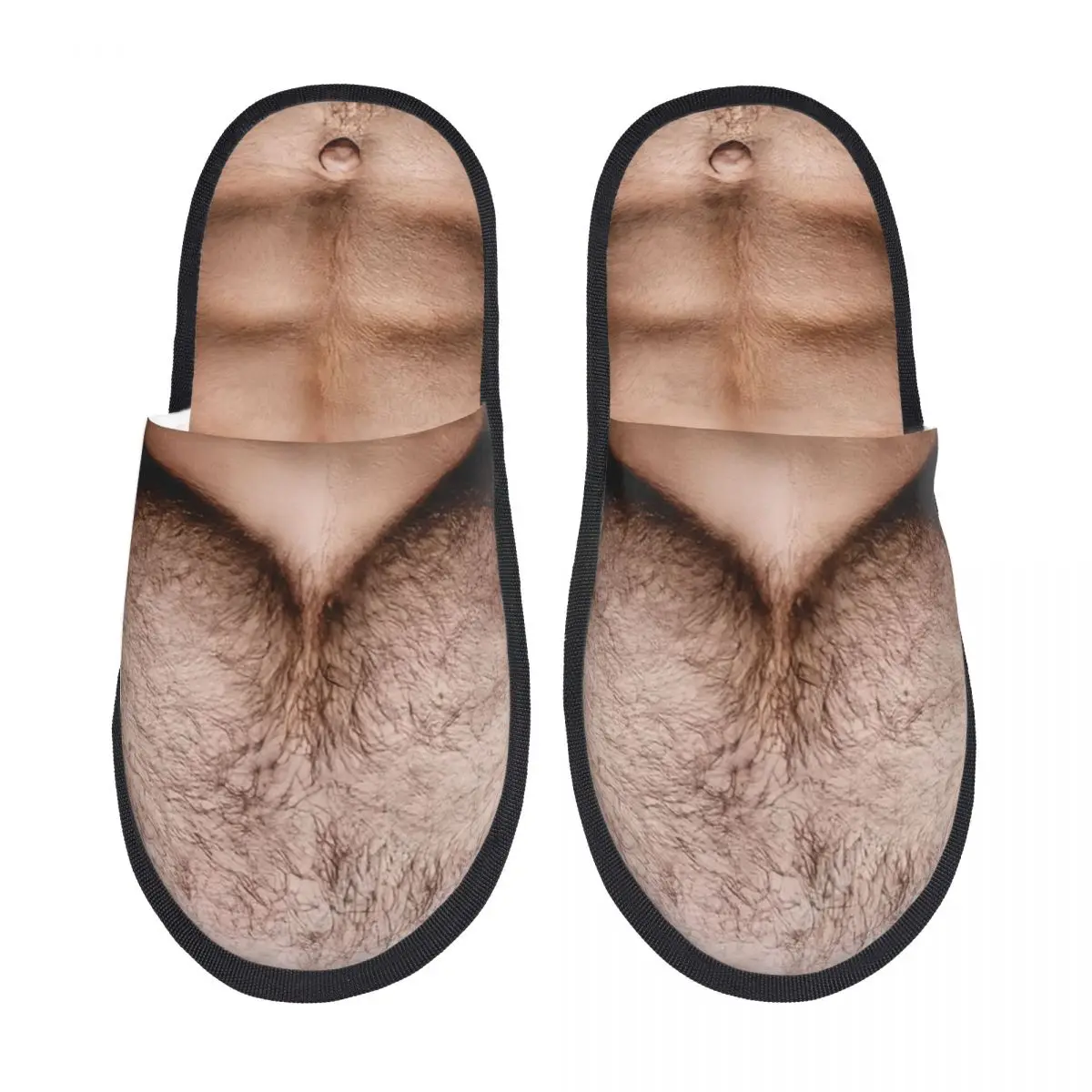 

Custom Funny Muscle Man Print Memory Foam Slippers Women Cozy Warm Hairy Belly House Slippers