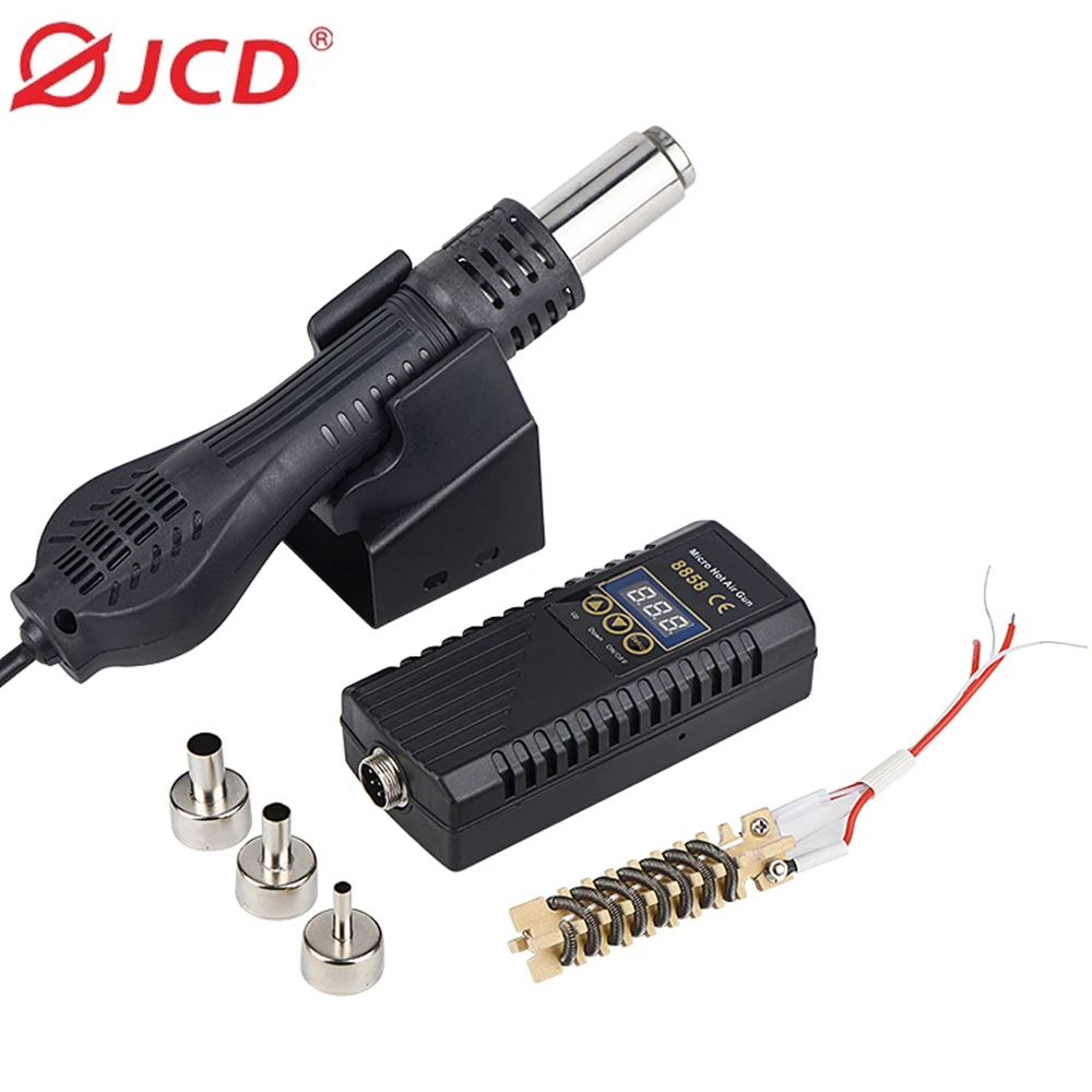 Pistolet na gorące powietrze JCD 8858 Mikro stacja lutownicza LED Cyfrowa suszarka do włosów do lutowania 700W Pistolet termiczny Narzędzia do napraw spawania